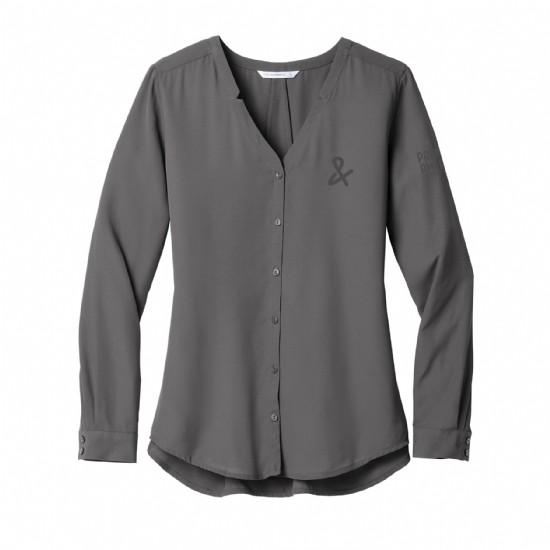 Port Authority Ladies Long Sleeve Button-Front Blouse